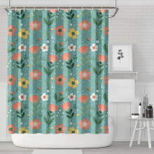 Duschvorhang mit Blumenmuster, 213 x 183 cm, wasserdichtes Polyester