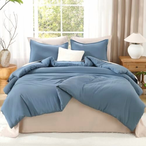 Set copripiumino Boho California King grigio scuro-blu 2