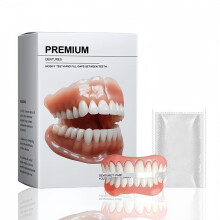 Silicone Dentures Full Mouth Set for Women and Men, Removable Temporary False Teeth Kit