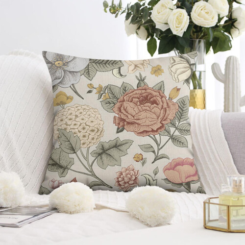 Μαξιλαροθήκες Vintage Floral 16x16", Πακέτο των 2, Κινεζικές Μαξιλαροθήκες 2