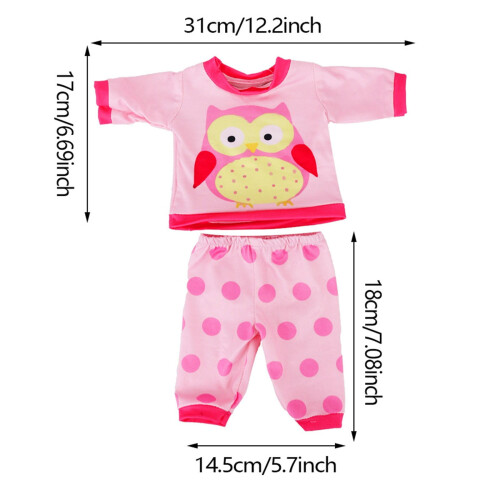 Pijama casual para boneca, roupa para boneca de 45 cm (18 polegadas) para meninas e meninos de 3, 4 e 5 anos, presente de aniversário e Natal para 1