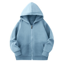 Unisex barnhuvtröja, ljusblå, åldrar 4-14, dragsko/dragkedja, fickor, lättviktsjacka