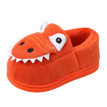 Pantuflas infantiles Ediodpoh, cálidas, suaves, con suela plana y forma de animal de dibujos animados, color naranja, aptas para pies infantiles,