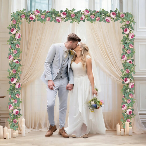 6ft Artificial Eucalyptus Garland with Roses and Peonies 2