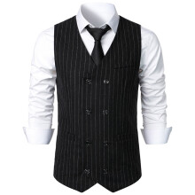 Herenpakvest, formeel, enkelvoudig, mouwloos, klassiek vest met knoopsluiting, zwart