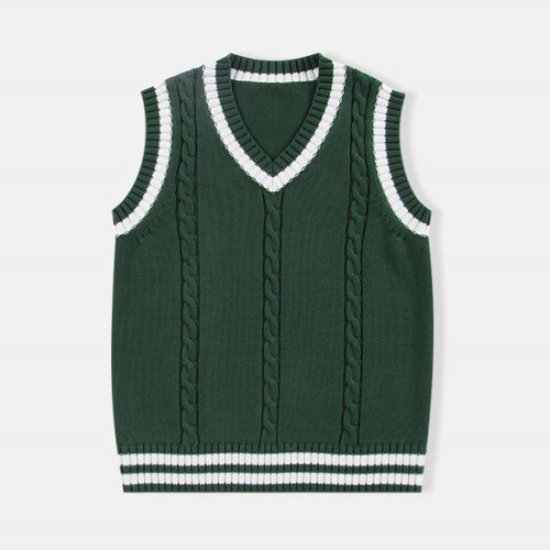 Mädchenpullover, Kinderpullover mit V-Ausschnitt, ärmellos, warm, gestrickt 2
