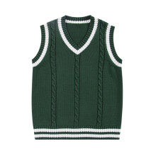 Dziewczęcy sweter z dzianiny bez rękawów i dekoltem w serek