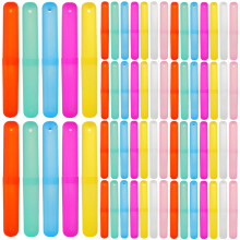 140pcs Travel Toothbrush Holder with Breathable Drainage, ColorCoded Plastic Cases, 7 Colors