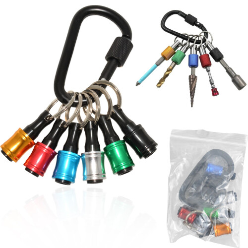6 PCS 1/4" Hex Shank Bit Holders with Keychain, Quick-Release Extension Bars for Screwdriver Bits – Compatible with All Standard Bits 2