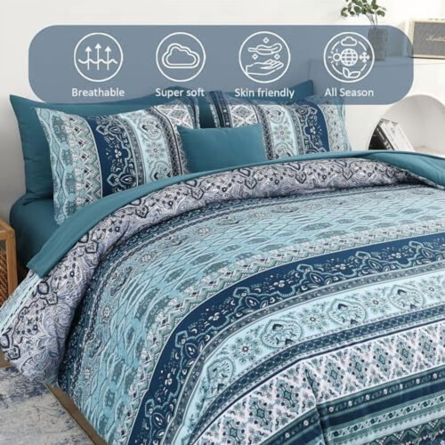 Boho Aqua & Purple 8-Piece Bed Set Queen 2