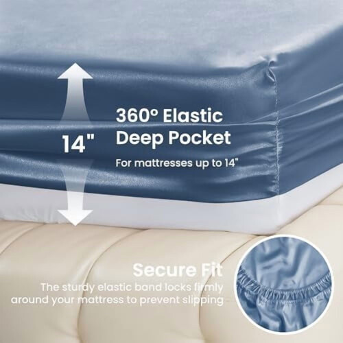 Ash Blue Satin Queen Sheet Set 4 Piece Deep Pocket 2