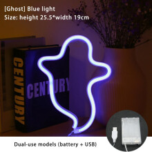 Enseigne lumineuse LED fantôme – Alimentation USB ou piles