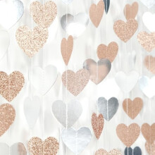 Champagne Silver Heart Garland 52ft