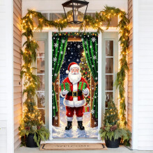 Capa de Porta de Natal 71x35" Banner Engraçado para Porta da Frente, Banner Pendurado, Decoração de Porta de Natal para Festa de Inverno e