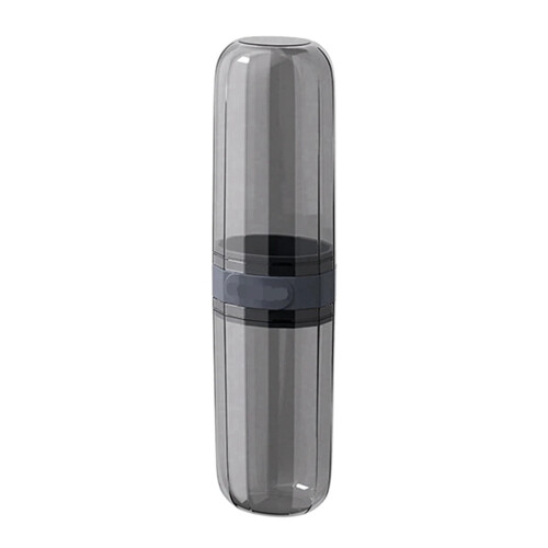 Travel Toothbrush Case with Ventilation, Compact Holder for Brushes and Toothpaste, Gray