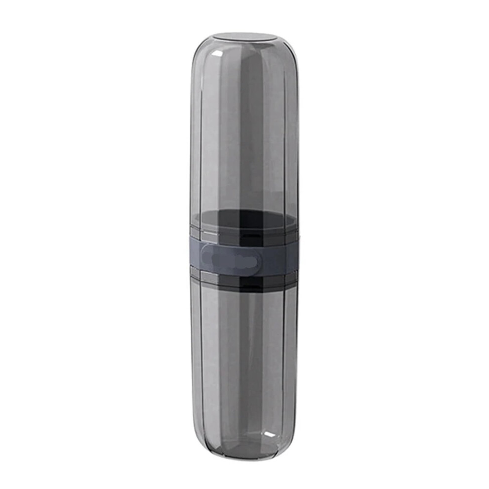 Gray Travel Toothbrush Case With Ventilation, Compact Holder For Brushes And Toothpaste,