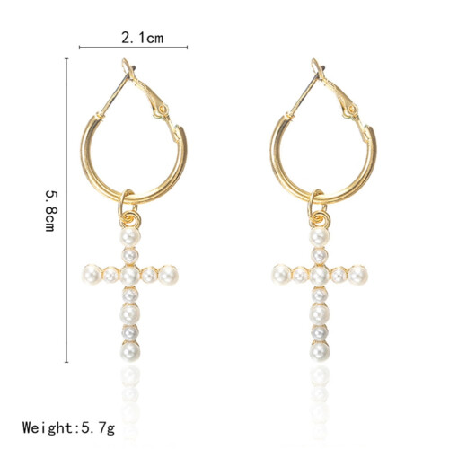 White Cross Dangle Earrings Alloy 1 Pair 1