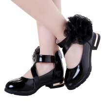 FAMTKT Herbst-Mädchenschuhe, Prinzessinnen-Schuhe mit weicher Sohle, schwarze Performance-Schuhe für Schülerinnen der Mittelstufe, Lederschuhe
