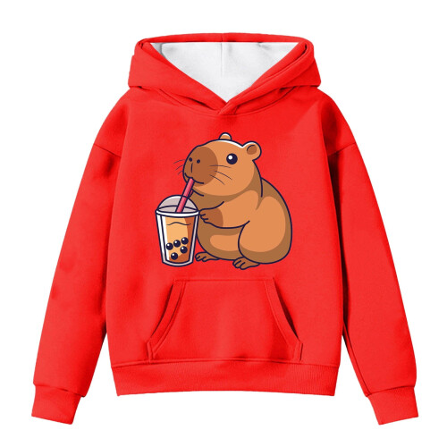 Φούτερ με κουκούλα και στάμπα Capybara για νήπια, με χαμηλωμένους ώμους, τσέπες,