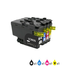 Συσκευασία 4 συμβατών μελανιών Brother LC3035 υψηλής απόδοσης, μαύρο, κυανό, ματζέντα,