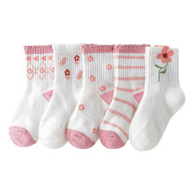 Calcetines lindos para bebés y niñas, calcetines de caña alta con estampado floral, calcetines de vestir para niñas, tallas S-XL.