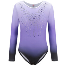 Collant de ginástica de manga comprida, estilo collant de balé, para meninas.