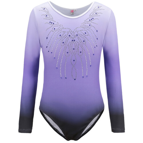 Collant de ginástica de manga comprida, estilo collant de balé, para meninas.