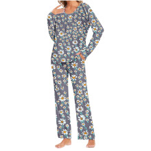 2-delige damespyjamaset: broek met zakken, zachte, comfortabele top met lange mouwen, huispak, maten S-3XL