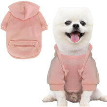 Abrigo de invierno para perros con bolsillo, sudadera con capucha abrigada para cachorros y perros pequeños tipo chihuahua (rosa, grande).