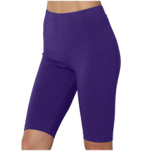 QLEICOM Plus Size Højtaljede Yogashorts, Mavekontrol Atletiske Biker Shorts, Knælange Capri Leggings til Kvinder – Lilla XL