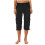 Γυναικείο μαύρο παντελόνι Capri Cargo από βαμβάκι και κάνναβη, ψηλόμεσο, χαλαρή 2