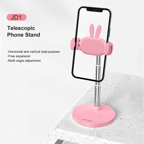 Cute Bunny Phone Stand, Adjustable Height & Angle, Pink 2