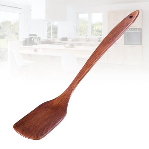 Conjunto de 1 colher de bambu para cozinhar, à prova de vazamentos, com cabo longo e plano.