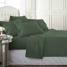 Set di lenzuola matrimoniali per chi soffre il caldo durante il sonno, set da 6 pezzi in microfibra rinfrescante con 4 federe, angoli profondi, verde