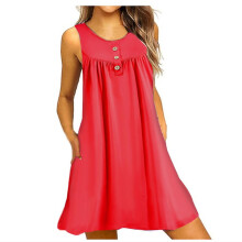 VERUGU Camicia da notte da donna senza maniche, pigiama, tunica Henley con scollo a V, abito a canotta, abbigliamento casual da casa, abito pigiama