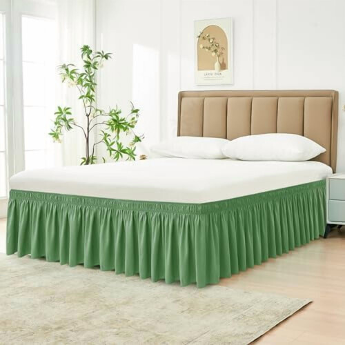 Queen-Size-Bettrock, 30 cm lang, Salbeigrün, Polyester 1