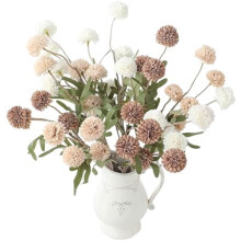 9 crisantemi in finta seta color tortora e beige, mini crisantemi sfusi con steli per centrotavola fai da te per matrimoni, decorazioni per vasi e