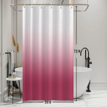 Růžový ombré sprchový závěs s háčky, 91x183 cm, voděodolná boho látka, kompatibilní se standardními sprchovými tyčemi