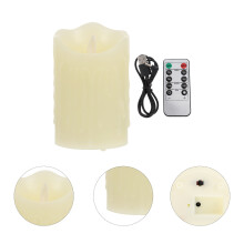 1 set di candele decorative a LED con funzione di attenuazione e ricarica USB (beige)