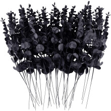 36 pezzi di steli di eucalipto artificiale neri, 15", foglie finte per vaso, bouquet da sposa e decorazioni per la casa