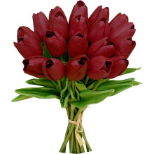 10 stuks felroze zijden tulpen, 34 cm. Geschikt voor huis-, bruilofts-, Moederdag-, Pasen- en Valentijnsdecoratie.