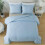 Set copripiumino matrimoniale azzurro, 3 pezzi in microfibra 2