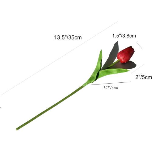 Conjunto de 10 tulipas de seda rosa-choque, 34 cm (13,5 polegadas), compatíveis com decoração para casa, casamentos, Dia das Mães, Páscoa e Dia 1