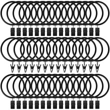 44Pcs Rustproof Stainless Steel Curtain Rings with Clips, 2" ID, Fits 1.8" Rod, Vintage Black – Compatible with Standard Rods