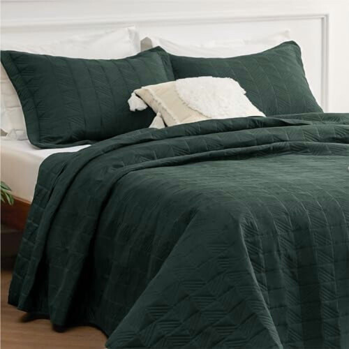 Παπλώματα Queen Size - Μαλακά Υπερήχων Queen Quilt Bedding - Σκούρο Πράσινο Κάλυμμα Κρεβατιού - 1