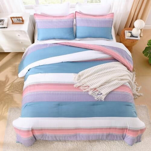 Twin XL comforter set pink purple blue 2-piece 2