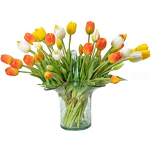 10 tulipani artificiali, bouquet in lattice effetto "tocco reale", tulipani finti per ufficio, matrimoni, feste, casa, cucina, giardino (rosa chiaro,