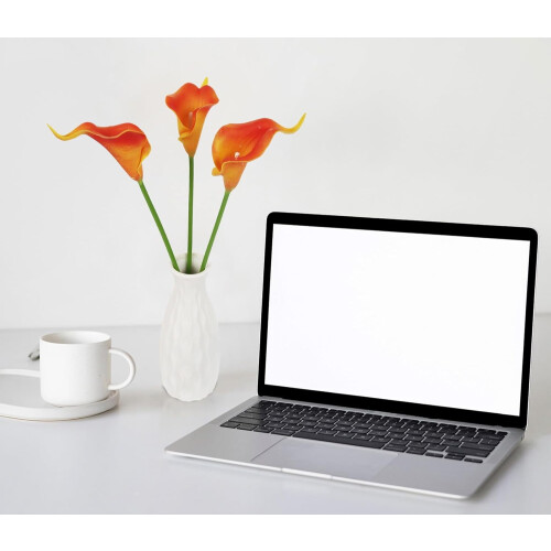 10pcs 13.4in Real-Touch PU Calla Lilies – Sunset 1