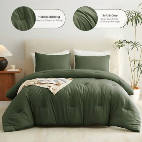Donker olijfgroene dekbedset, queensize 1