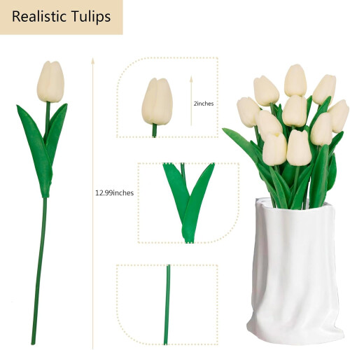 Buquê com 10 tulipas artificiais azuis de 33 cm (13 polegadas) em PU 1
